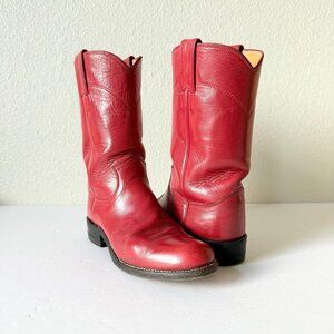 Vintage Red Justin Ropers Womens Size 6.5 1990s Red Cowboy Boots Western L3055